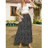 imageNASHALYLY Skirts for Women Boho Elastic Waisted Drawstring Swing Ruched 3 Tiered Maxi Skirt with PocketsBlack White Floral5
