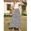 imageNASHALYLY Skirts for Women Boho Elastic Waisted Drawstring Swing Ruched 3 Tiered Maxi Skirt with PocketsWhite Black Floral