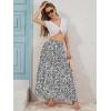 imageNASHALYLY Skirts for Women Boho Elastic Waisted Drawstring Swing Ruched 3 Tiered Maxi Skirt with PocketsWhite Black Floral