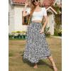 imageNASHALYLY Skirts for Women Boho Elastic Waisted Drawstring Swing Ruched 3 Tiered Maxi Skirt with PocketsWhite Black Floral