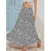 imageNASHALYLY Skirts for Women Boho Elastic Waisted Drawstring Swing Ruched 3 Tiered Maxi Skirt with PocketsWhite Black Floral