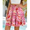 imageNASHALYLY Womens Summer Boho Floral Print Mini Skirt High Waist Drawstring Tiered SkirtsPink Floral 70