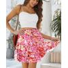 imageNASHALYLY Womens Summer Boho Floral Print Mini Skirt High Waist Drawstring Tiered SkirtsPink Floral 70