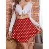 imageNASHALYLY Womens Mini Skirt Ruffle High Waist Elastic Boho Flowy Chiffon Tiered Skirt with ShortsRed White Dot