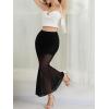 imageNASHALYLY Womens Ruched Mermaid Mesh Long Skirt High Waisted Bodycon Fishtail Maxi Skirts 2025 TrendyBlack