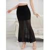imageNASHALYLY Womens Ruched Mermaid Mesh Long Skirt High Waisted Bodycon Fishtail Maxi Skirts 2025 TrendyBlack