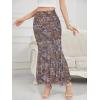 imageNASHALYLY Womens Ruched Mermaid Mesh Long Skirt High Waisted Bodycon Fishtail Maxi Skirts 2025 TrendyDusty Pink Floral