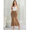 imageNASHALYLY Womens Ruched Mermaid Mesh Long Skirt High Waisted Bodycon Fishtail Maxi Skirts 2025 TrendyKhaki