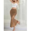 imageNASHALYLY Womens Ruched Mermaid Mesh Long Skirt High Waisted Bodycon Fishtail Maxi Skirts 2025 TrendyKhaki