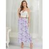 imageNASHALYLY Womens Ruched Mermaid Mesh Long Skirt High Waisted Bodycon Fishtail Maxi Skirts 2025 TrendyPurple Floral