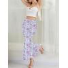 imageNASHALYLY Womens Ruched Mermaid Mesh Long Skirt High Waisted Bodycon Fishtail Maxi Skirts 2025 TrendyPurple Floral