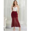 imageNASHALYLY Womens Ruched Mermaid Mesh Long Skirt High Waisted Bodycon Fishtail Maxi Skirts 2025 TrendyWine Red