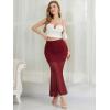 imageNASHALYLY Womens Ruched Mermaid Mesh Long Skirt High Waisted Bodycon Fishtail Maxi Skirts 2025 TrendyWine Red