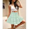 imageNASHALYLY Womens Summer Boho Floral Print Mini Skirt High Waist Drawstring Tiered SkirtsBlue Blossom