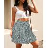 imageNASHALYLY Womens Summer Boho Floral Print Mini Skirt High Waist Drawstring Tiered SkirtsBlue117