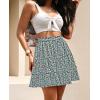 imageNASHALYLY Womens Summer Boho Floral Print Mini Skirt High Waist Drawstring Tiered SkirtsBlue117