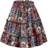 imageNASHALYLY Womens Summer Boho Floral Print Mini Skirt High Waist Drawstring Tiered SkirtsFloral0