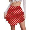 imageNASHALYLY Womens Mini Skirt Ruffle High Waist Elastic Boho Flowy Chiffon Tiered Skirt with ShortsRed White Dot