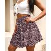 imageNASHALYLY Womens Summer Boho Floral Print Mini Skirt High Waist Drawstring Tiered SkirtsMaroon White Flower