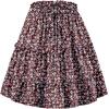 imageNASHALYLY Womens Summer Boho Floral Print Mini Skirt High Waist Drawstring Tiered SkirtsMaroon White Flower