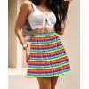 imageNASHALYLY Womens Summer Boho Floral Print Mini Skirt High Waist Drawstring Tiered SkirtsRainbow