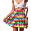 imageNASHALYLY Womens Summer Boho Floral Print Mini Skirt High Waist Drawstring Tiered SkirtsRainbow