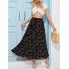 imageNASHALYLY Womens High Waisted Maxi SkirtElastic Chiffon Boho Long Skirt with PocketsBlack Rose