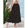 imageNASHALYLY Womens High Waisted Maxi SkirtElastic Chiffon Boho Long Skirt with PocketsBlack Rose