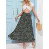 imageNASHALYLY Womens High Waisted Maxi SkirtElastic Chiffon Boho Long Skirt with PocketsGrayish Green Floral