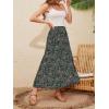 imageNASHALYLY Womens High Waisted Maxi SkirtElastic Chiffon Boho Long Skirt with PocketsGrayish Green Floral