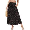 imageNASHALYLY Womens High Waisted Maxi SkirtElastic Chiffon Boho Long Skirt with PocketsBlack Rose
