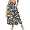 imageNASHALYLY Womens High Waisted Maxi SkirtElastic Chiffon Boho Long Skirt with PocketsBlcak White Floral