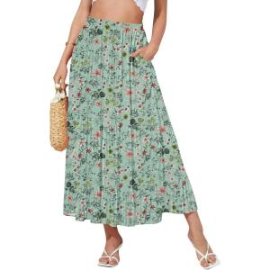 imageNASHALYLY Womens High Waisted Maxi SkirtElastic Chiffon Boho Long Skirt with PocketsBlue Flower5