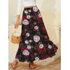 imageNASHALYLY Womens Chiffon Elastic High Waist Pleated ALine Flared Maxi SkirtsBlack Gorgeous Flower