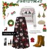 imageNASHALYLY Womens Chiffon Elastic High Waist Pleated ALine Flared Maxi SkirtsBlack Gorgeous Flower