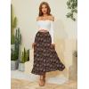 imageNASHALYLY Womens Chiffon Elastic High Waist Pleated ALine Flared Maxi SkirtsBlack Red Flower