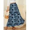 imageNASHALYLY Womens Chiffon Elastic High Waist Pleated ALine Flared Maxi SkirtsDenim