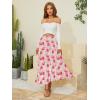 imageNASHALYLY Womens Chiffon Elastic High Waist Pleated ALine Flared Maxi SkirtsPink Blunt Flower