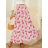 imageNASHALYLY Womens Chiffon Elastic High Waist Pleated ALine Flared Maxi SkirtsPink Blunt Flower