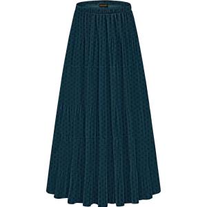 imageNASHALYLY Womens Chiffon Elastic High Waist Pleated ALine Flared Maxi SkirtsBlue Dot