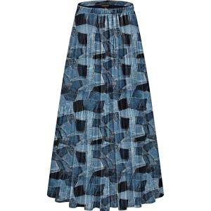 imageNASHALYLY Womens Chiffon Elastic High Waist Pleated ALine Flared Maxi SkirtsDenim