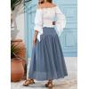 imageNASHALYLY Maxi Skirt for Women ALine High Waisted Elastic Chiffon Renaissance Long SkirtBeja Blue
