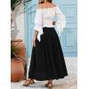 imageNASHALYLY Maxi Skirt for Women ALine High Waisted Elastic Chiffon Renaissance Long SkirtBlack