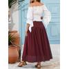 imageNASHALYLY Maxi Skirt for Women ALine High Waisted Elastic Chiffon Renaissance Long SkirtWine Red
