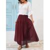 imageNASHALYLY Maxi Skirt for Women ALine High Waisted Elastic Chiffon Renaissance Long SkirtWine Red