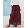 imageNASHALYLY Maxi Skirt for Women ALine High Waisted Elastic Chiffon Renaissance Long SkirtWine Red