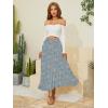 imageNASHALYLY Womens Chiffon Elastic High Waist Pleated ALine Flared Maxi SkirtsGrey Pink FloralS