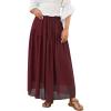 imageNASHALYLY Maxi Skirt for Women ALine High Waisted Elastic Chiffon Renaissance Long SkirtWine Red