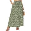 imageNASHALYLY Skirts for Women Boho Elastic Waisted Drawstring Swing Ruched 3 Tiered Maxi Skirt with PocketsGreen White FlowerM