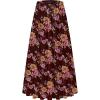 imageNASHALYLY Womens Chiffon Elastic High Waist Pleated ALine Flared Maxi SkirtsWine Red Floral